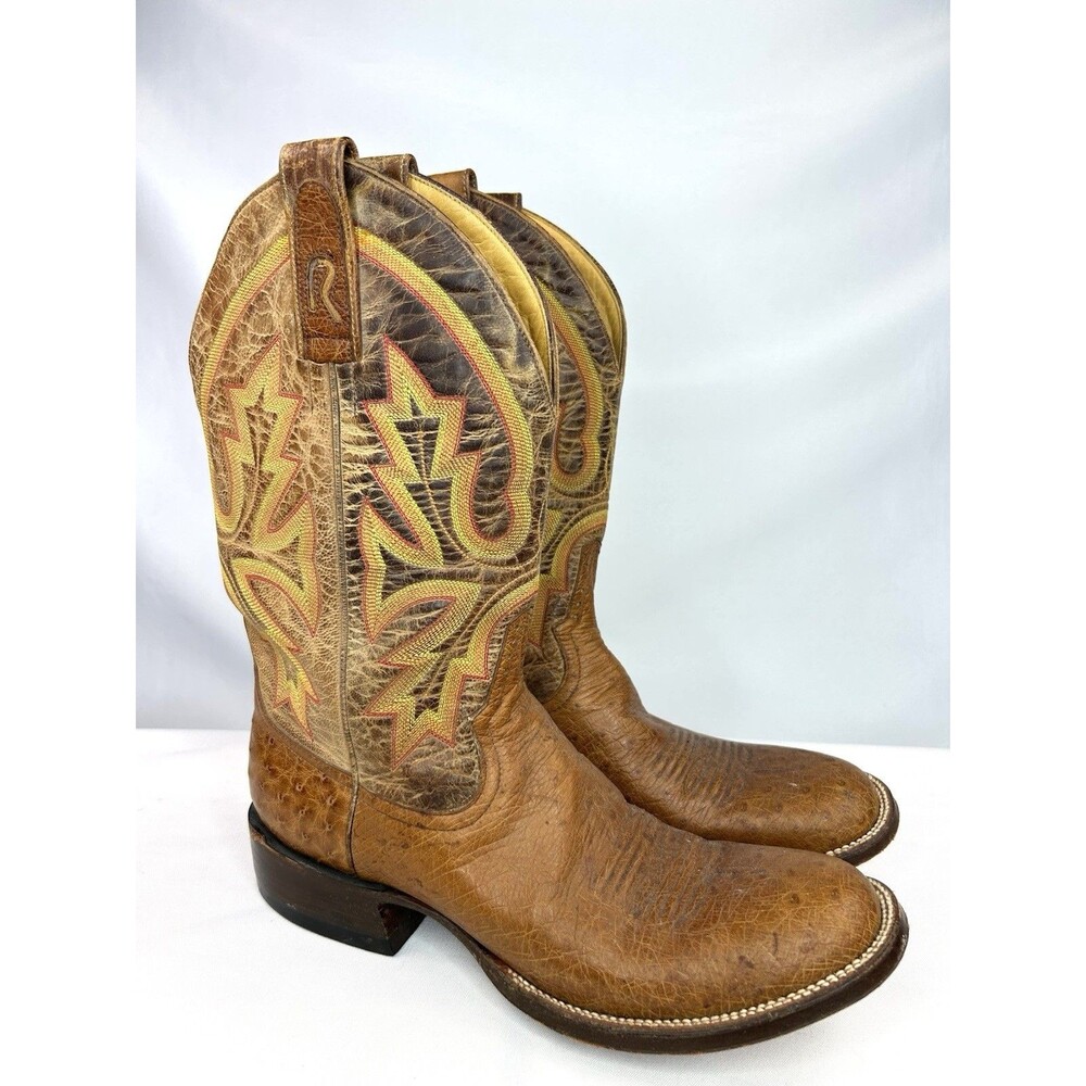 Rod Patrick Men's Smooth Ostrich Cowboy Boots Size 9.5 B Brown